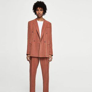 Mango Women Russet Contrast Button Blazer vintage look in russet size xs